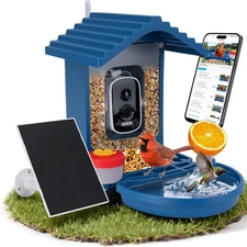 Bird Feeder with Camera Solar Powered,2.5K HD Video Bird House Live View,Smart A