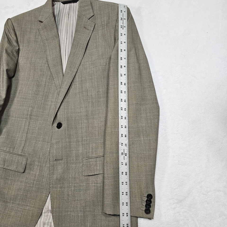 Костюм Banana Republic мужской 38S 30x29 желтовато-коричневый клетчатый имбирь итальянская ткань хирургический куб. - Изображение 3 из 4