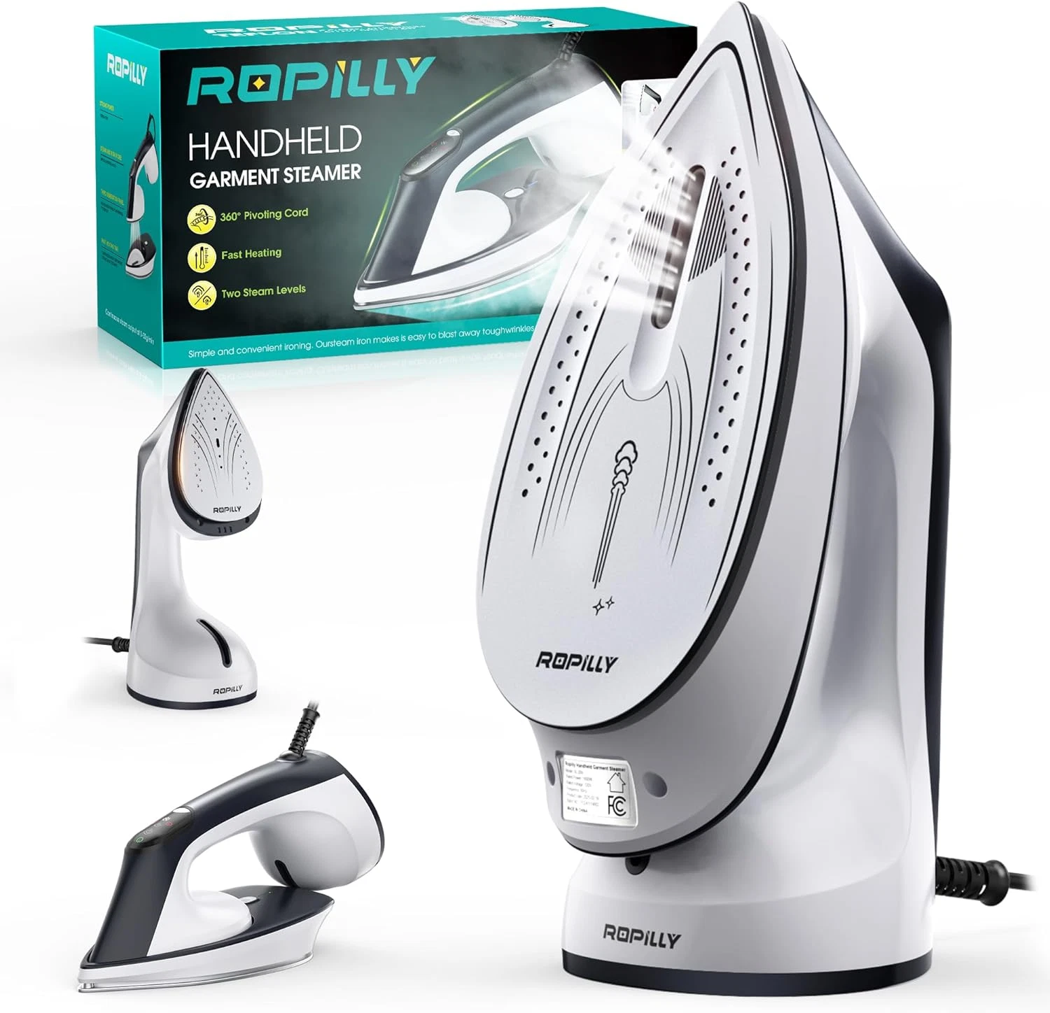 Steamer for Clothes, 1600W 2-In-1 Steamer & Iron with Large Ceramic Plate, Power