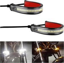 2PCS Motorcycle LED Turn Signal Light, Flexible Switchback Dual-Color Whi