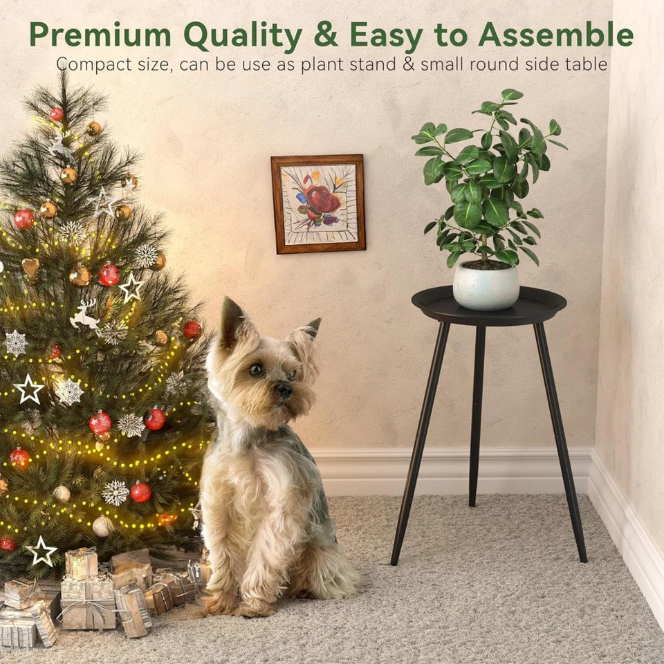 Металлический боковой столик круглый журнальный столик тумбочка для небольших помещений с 3 ножками - Изображение 4 из 4