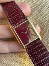 Cartier Must De Cartier Tank Large Red Burgundy Dial 23x30mm Watch