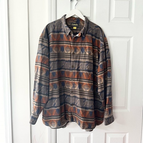 Chemise Vintage Cabela's En Daim - Imprimé Cerf Style Sud-ouest, Taille 2XL, Occasion Parfait état