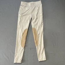 Willit Kids Horse Riding Tights Leggings Equestrian Knee Patch Breeches Tan Sz M