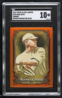 2024 Topps Allen & Ginter Chrome Orange Refractor 20/25 Babe Ruth #198 HOF 0e3u
