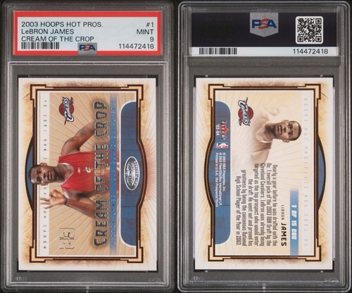 2003 HOOPS HOT PROSPECTS LEBRON JAMES #1 CREAM OF THE CROP ROOKIE PSA 9 - Picture 3 of 3