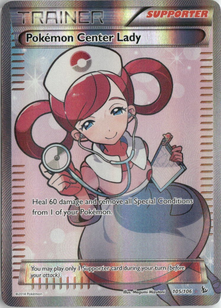 Pokemon Pokemon Center Lady (Full Art) Ultra Rare Holo XY - Flashfire 105/106 NM