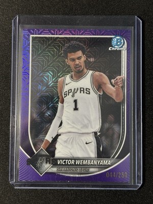 2025-26 Bowman Chrome #143 Victor Wembanyama Purple Mojo Refractor Spurs 241/250