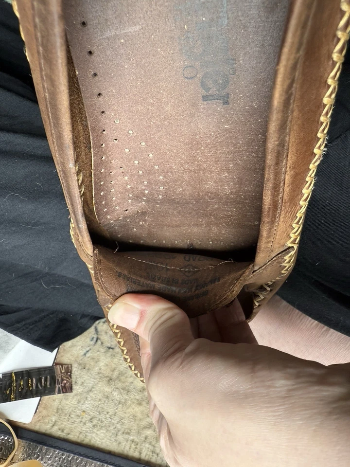 Wrangler Para Hombres Talla 10 M Zapato Héroe Vestido Marrón Cuero Mocasín Sin Cordones 1513G Foto 3 de 4