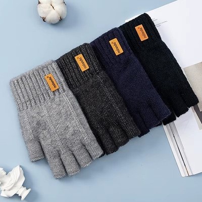 UK Thermo Fingerlose Handschuhe Herren Damen Strick Warm Winter Halbfinger Fäustlinge