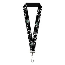 Horror Movies Lanyard, Beetlejuice Sandworm Halftone Repeat Black Gray, Elastic