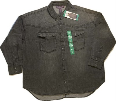 Gloria Vanderbilt Women Denim Long Sleeve Shirt Grey XL New With Tags