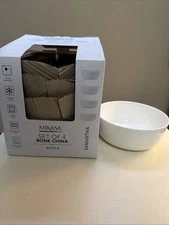 Mikasa Samantha Set of 4 Cereal Soup Bowls 6" Bone China White MIKASA Plates