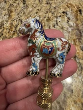Enamel Finials Cloisonne Horse Enamel and Brass Lamp Shade Finial 