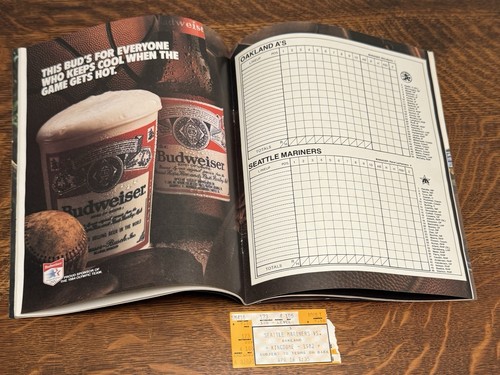 Vintage 1982 Seatlle Mariners Program & Ticket 4/17/82 VS OAKLAND A’s - Picture 4 of 4