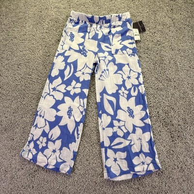 NWT Grayson Threads Girls Wide Leg Pants Hawaiian Theme Size Small 6/7 Blue and 