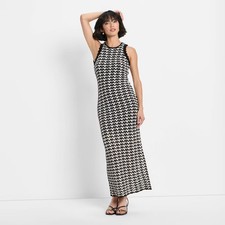Women's Open Back Maxi Sweater Dress - Future Collective Black/White M
