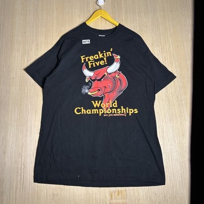 Vintage 90 Chicago Bulls Freakin' Five! World Championships Black XL Shirt Men's