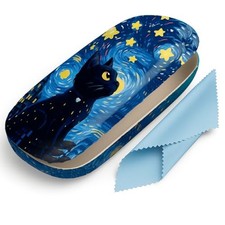 Hard Shell Eyeglasses Case, Travel Portable Protective Glasses Black Cat Star