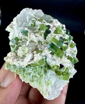1415 CTS Beautiful Blue Cap Tourmaline Crystals On Quartz Specimen From @afg