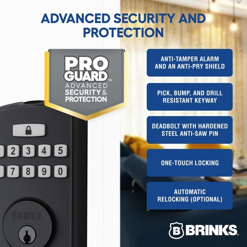 BRINKS Security Door Locks, High-Security Keyless Entry, Smart Electronic Doo... - Picture 5 of 7