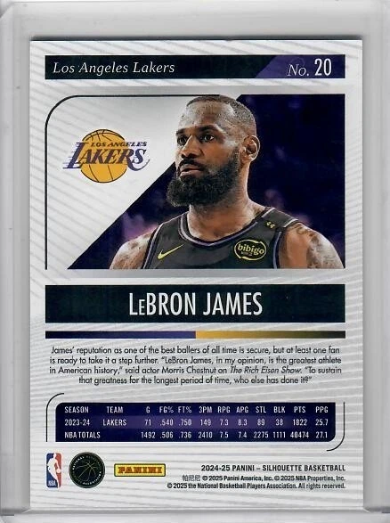 LEBRON JAMES 2024-25 PANINI SILHOUETTE BASKETBALL PINK LAKERS /35 SSP - Image 2 of 2