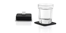 Blomus Trayan 6 Silicone Coasters With Stainless Steel Holder #68445