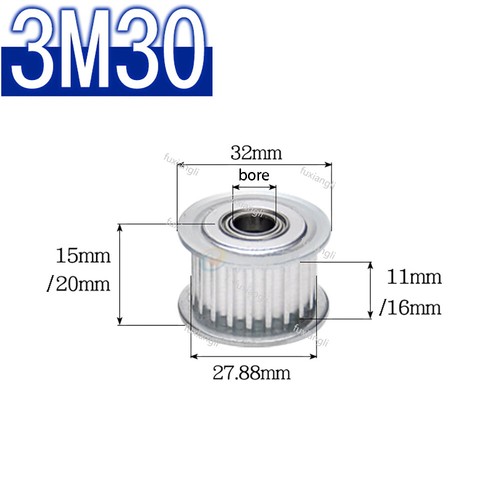 HTD-3M Timing Belt Idler Pulley Smooth Tooth/Toothed Tensioner Pulley Width 16mm - Picture 20 of 32