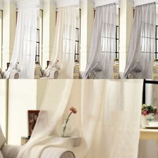 WOLTU Transparent Vorhang Leinen Optik Ösengardinen mit Kräuselband Wohnzimmer