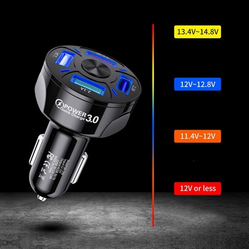 4 USB Ports Car Charger Adapter LED Display QC 3.0 Charging Accessori New E0 - Picture 5 of 13
