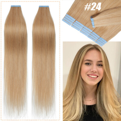 CLEARANCE Tape In 100% Russian Remy Human Hair Extensions Invisible Skin Weft US