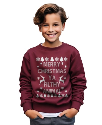 "Filthy Animals Christmas" sweatshirt - Funny and Festive! Unisex Printed Design - Picture 2 of 34