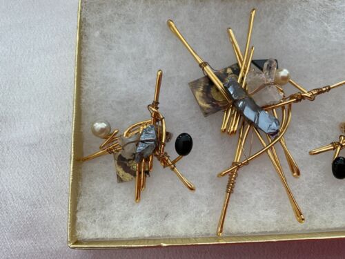 TAKASHI HONDA Goldton Edelstein Brosche Pin Ohrringe Designer - Bild 3 von 15