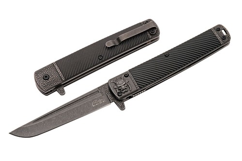 5" Stonewash Samurai Pocket Knife Fiberglass Handle - Picture 1 of 4