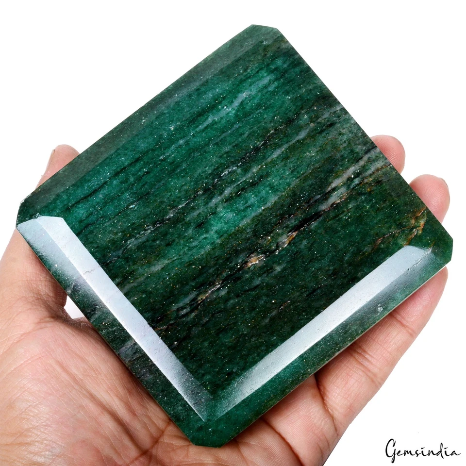 730Gram Natural Green Aventurine Octagon Cut Untreated Loose Gemstone 4*3.8*1.7" - Image 3 of 4