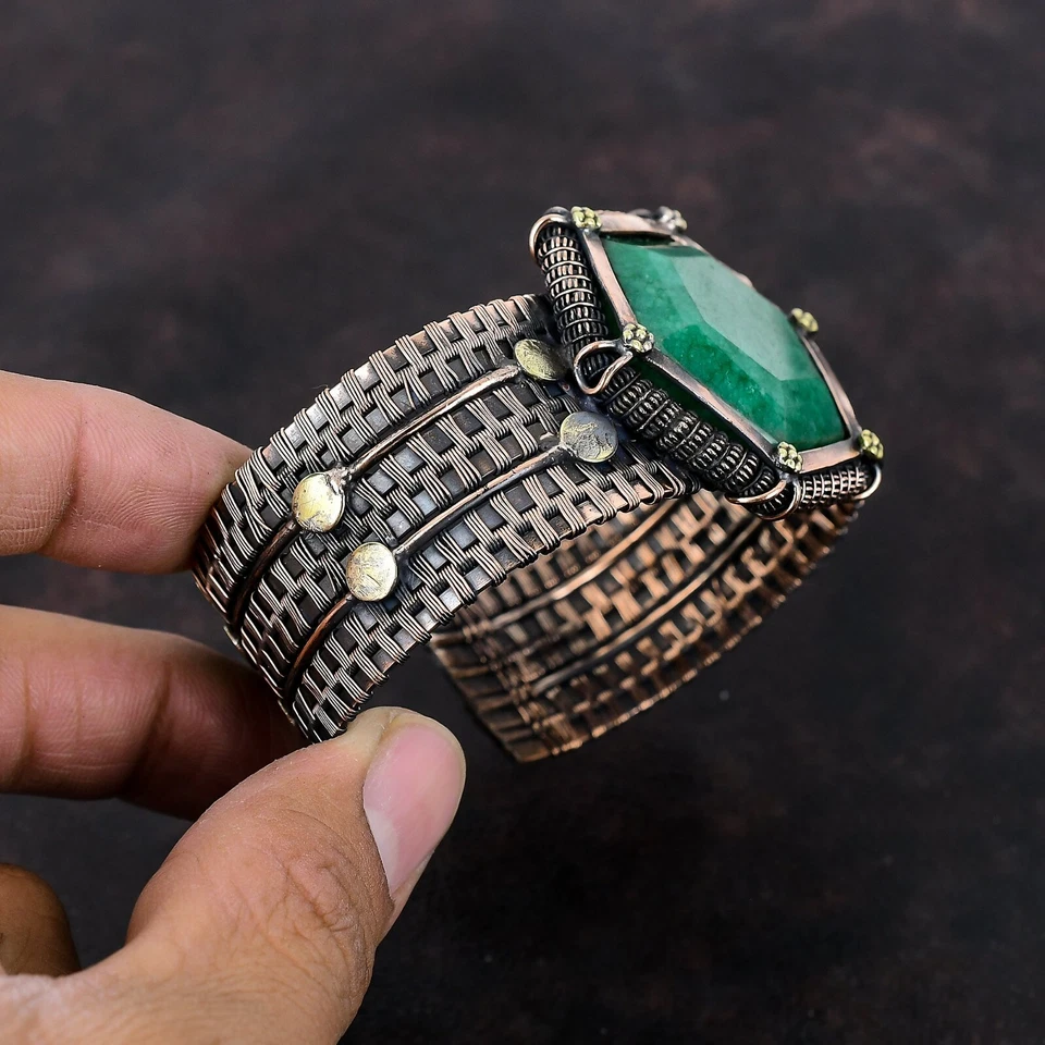 Brazalete brazalete de cobre ajustable regalo para mujer envuelto en alambre joyería Foto 4 de 4