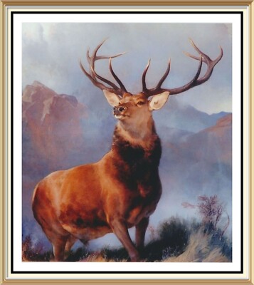 Vintage Stil EDWIN LANDSEER Wanddruck MONARCH OF THE GLEN Wildtiere Hirsch Hirsch