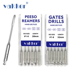 6/pk Dental Endo Peeso Reamers Gates Glidden Drills Stainless Steel Engine Files