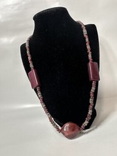 Handmade Beaded Necklace Women s Jewelry Purple Statement Pendant Boho Chic