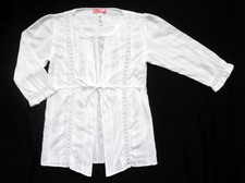 NEW LUX/Urban Outfitters Tie Front Crochet 3/4 Sleeves Tunic/Cardigan/Top Small