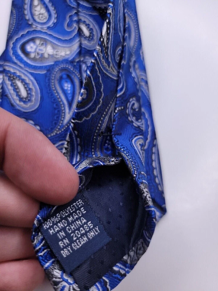 Corbata formal Marc Enzo para hombre 58"Lx3"W azul/gris Foto 4 de 4