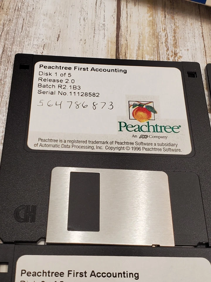 Peachtree First Accounting Windows 95 & Windows 3.1 PC 3.5 Floppy Diskettes & CD - Image 3 of 4