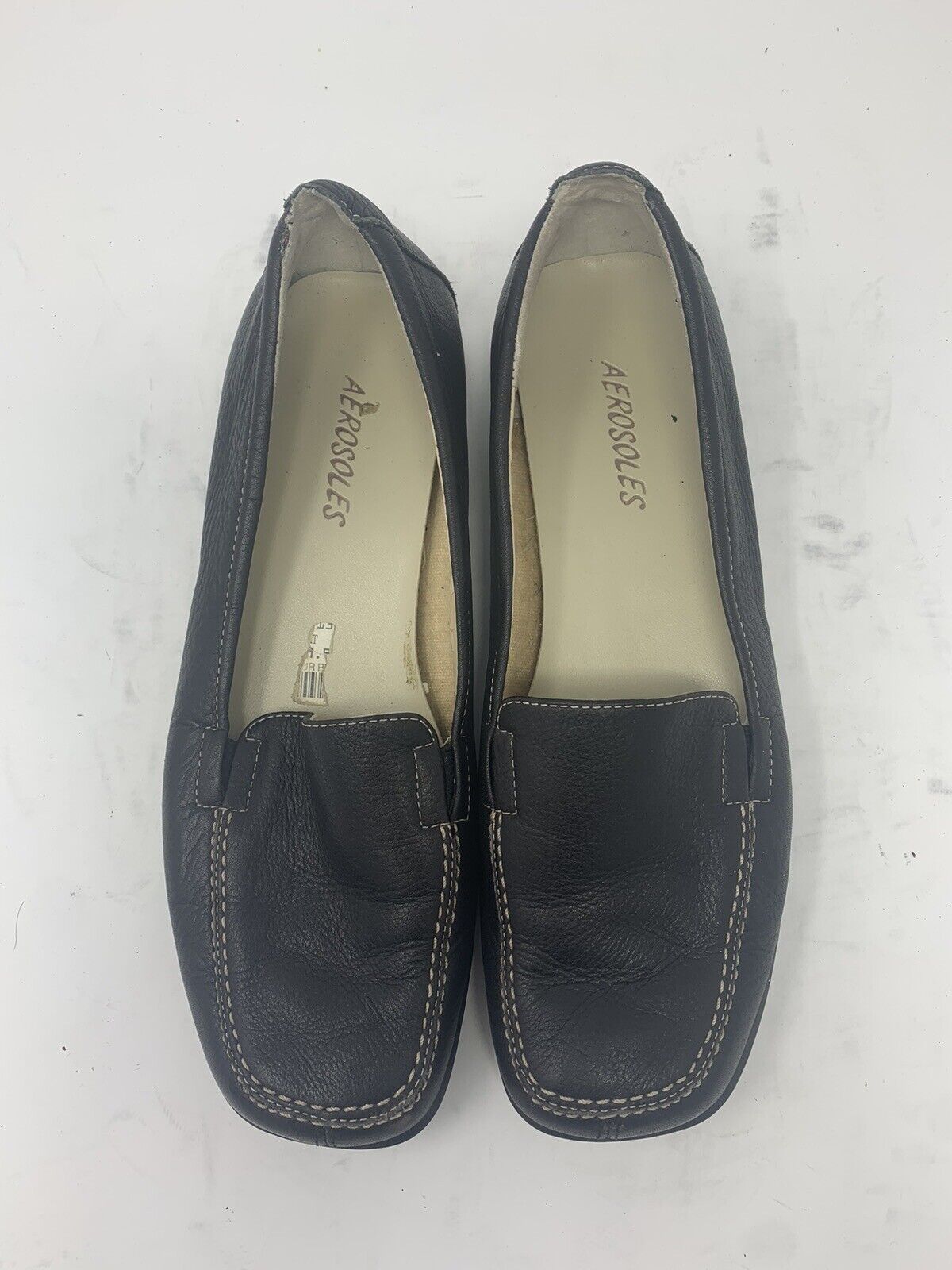 Aerosoles Loafers Size 7M Black Leather Square To… - image 3