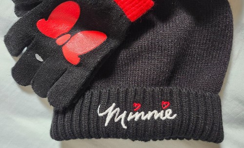 Disney Minnie Mouse Winter Beanie Hat and Gloves Set, Little Girls Ages 4-9Black - Picture 4 of 15