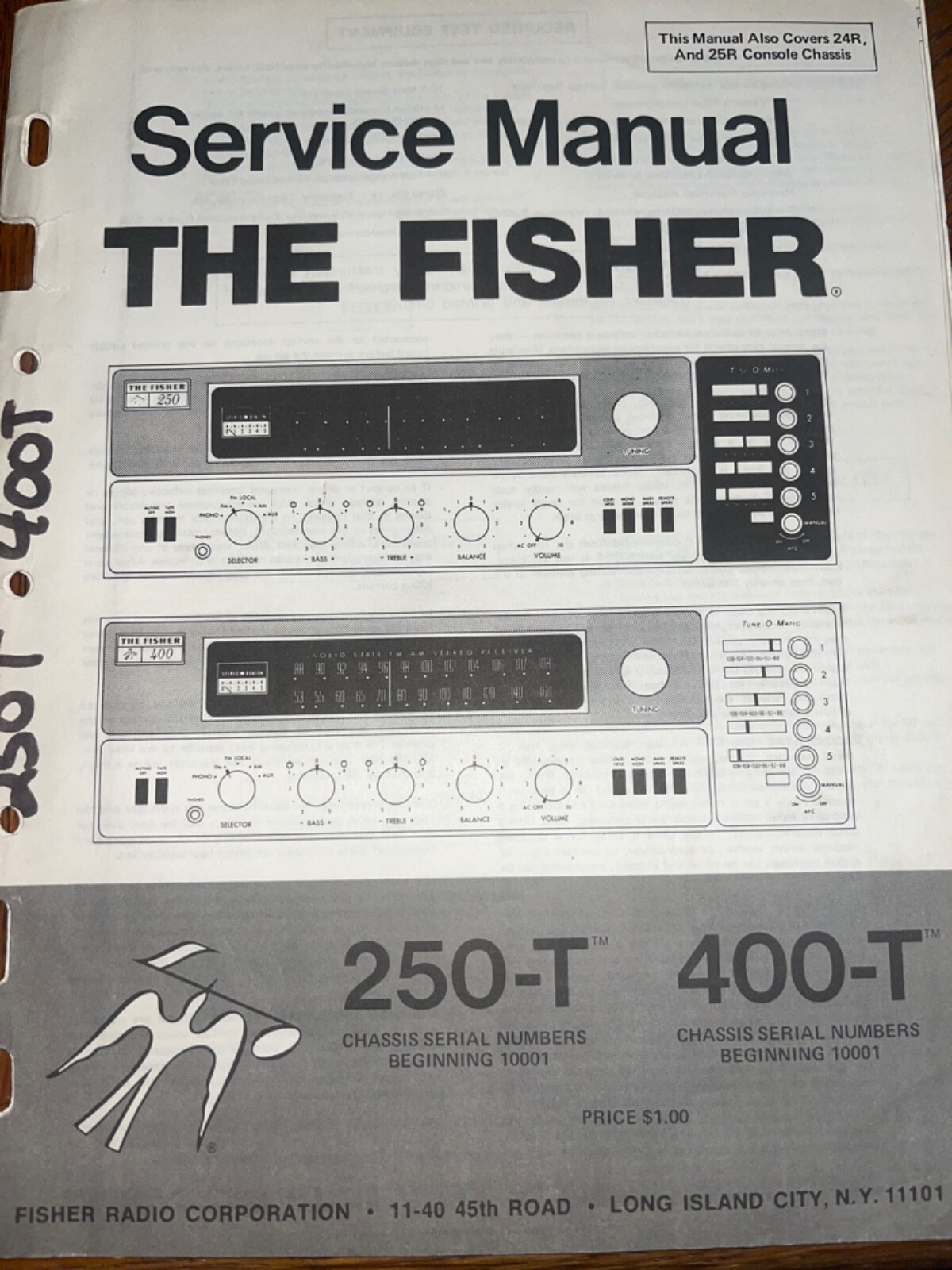 Fisher 250-T 400-T Service Manual AM-FM Stereo Receiver Original
