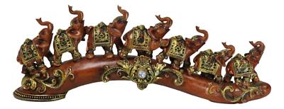 Ebros African Elephant Herd On Migration Journey Figurine Dark Mahogany Finish