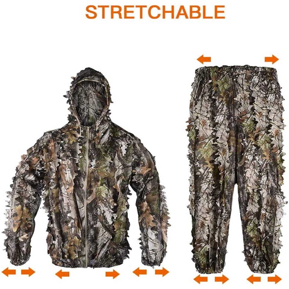 Traje Ghillie biónico de caza 3D camuflaje francotirador observación de aves ropa para niños y hombres Foto 3 de 4