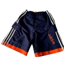 Boys Navy and Orange Stripe Adidas Swim Trunks Shorts Size 7X