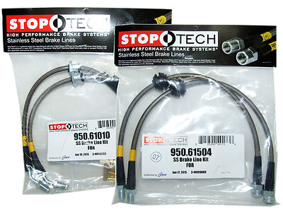 Stoptech Stainless Steel Braided Brake Lines – Front & Rear Set (950.61010 + 950.61504) – USA Made