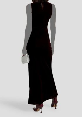 $598 Veronica Beard Women's Red Kura Velvet Maxi Dress Size